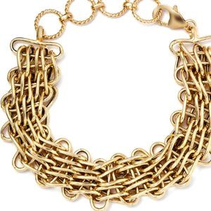 Artisan Crafted 14K Yellow Gold Over Sterling Silver Chain Bracelet (7.25 In)